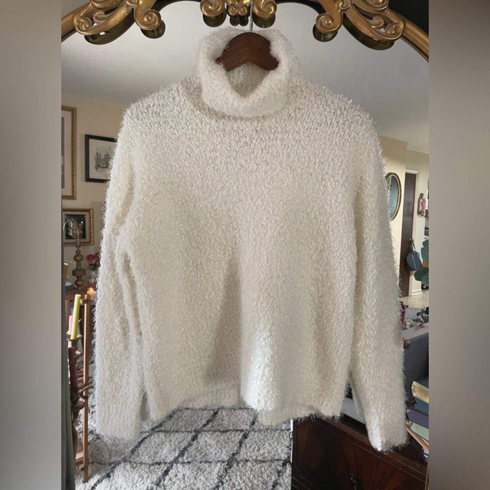 Falls Creek Cream Neutral Turtleneck Sweater Long Sleeve Cozy Chunky Knit